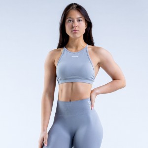DFYNE Dynamic High Neck Backless Sport Melltartó Női Világos Szürke | 24986-QKZF