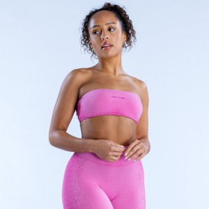 DFYNE Ignite Bandeau Sport Melltartó Női Rózsaszín | 12694-VWYF