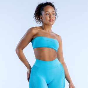 DFYNE Ignite Bandeau Sport Melltartó Női Világos Türkiz | 72418-CWFO