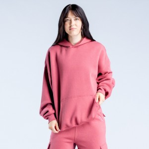 DFYNE Lanyi Edit Oversized Kapucnis Pulóver Női Mélyrózsaszín | 16598-CNBM