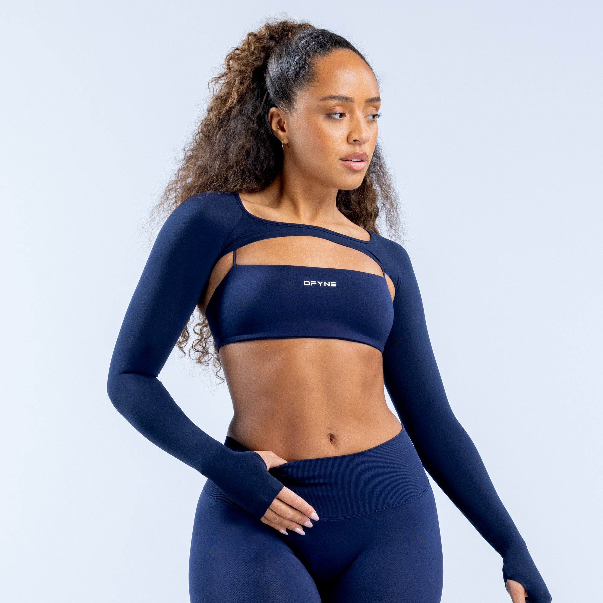 DFYNE Defy Long Sleeve Shrug Női Sötétkék | 16783-QZKG