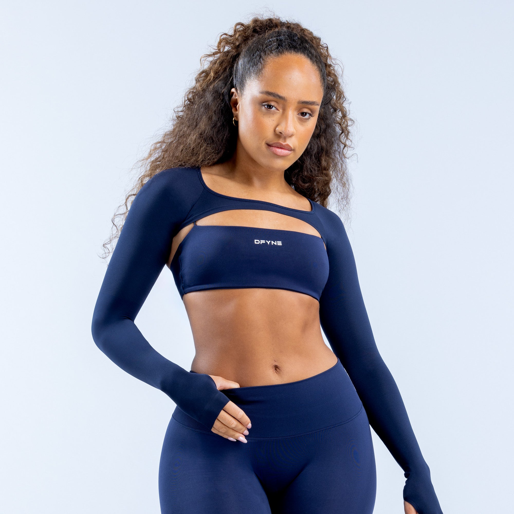 DFYNE Defy Long Sleeve Shrug Női Sötétkék | 16783-QZKG