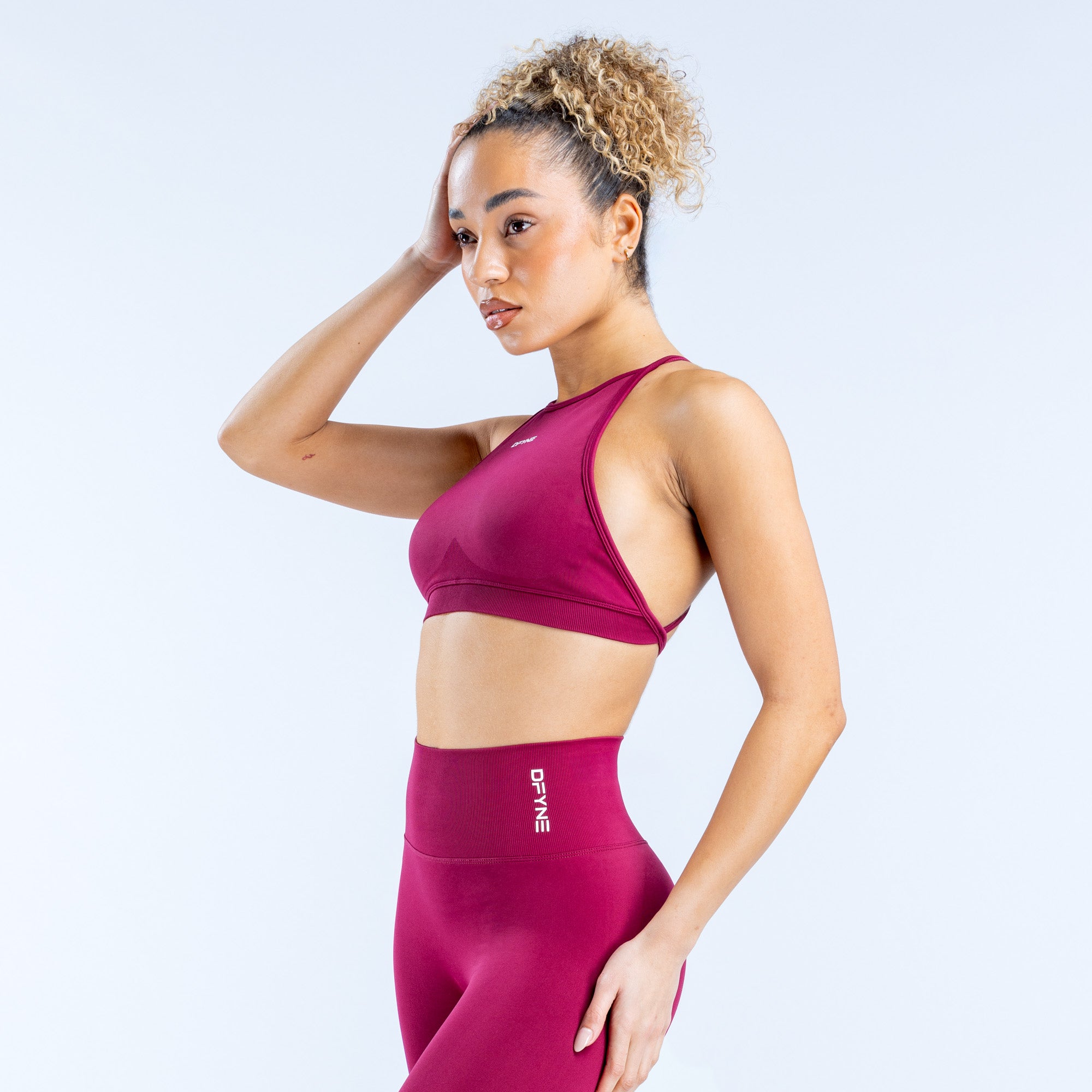 DFYNE Dynamic High Neck Backless Sport Melltartó Női Fukszia | 76189-SBXK