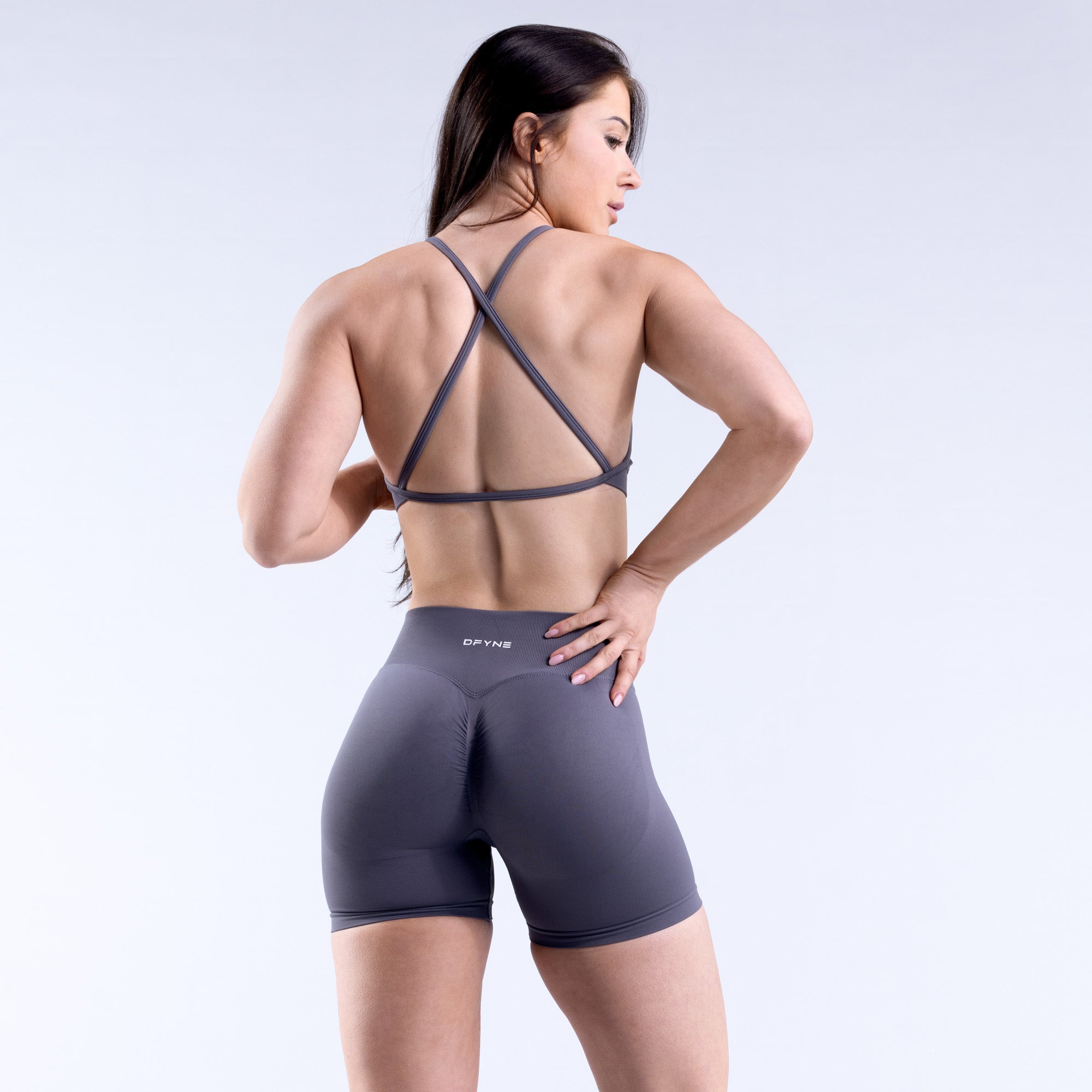 DFYNE Dynamic High Neck Backless Sport Melltartó Női Sötétszürke | 69217-DUVO