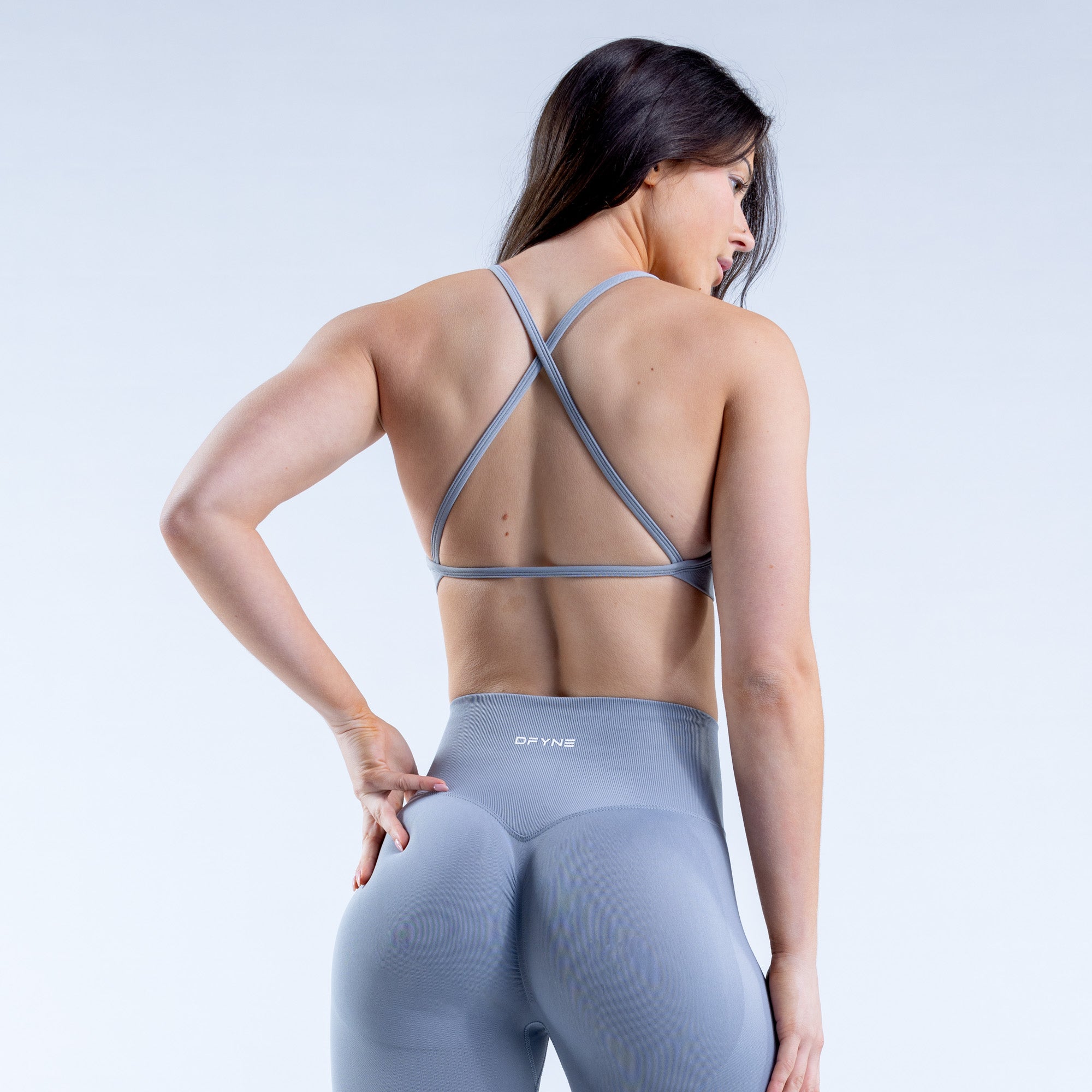 DFYNE Dynamic High Neck Backless Sport Melltartó Női Világos Szürke | 24986-QKZF