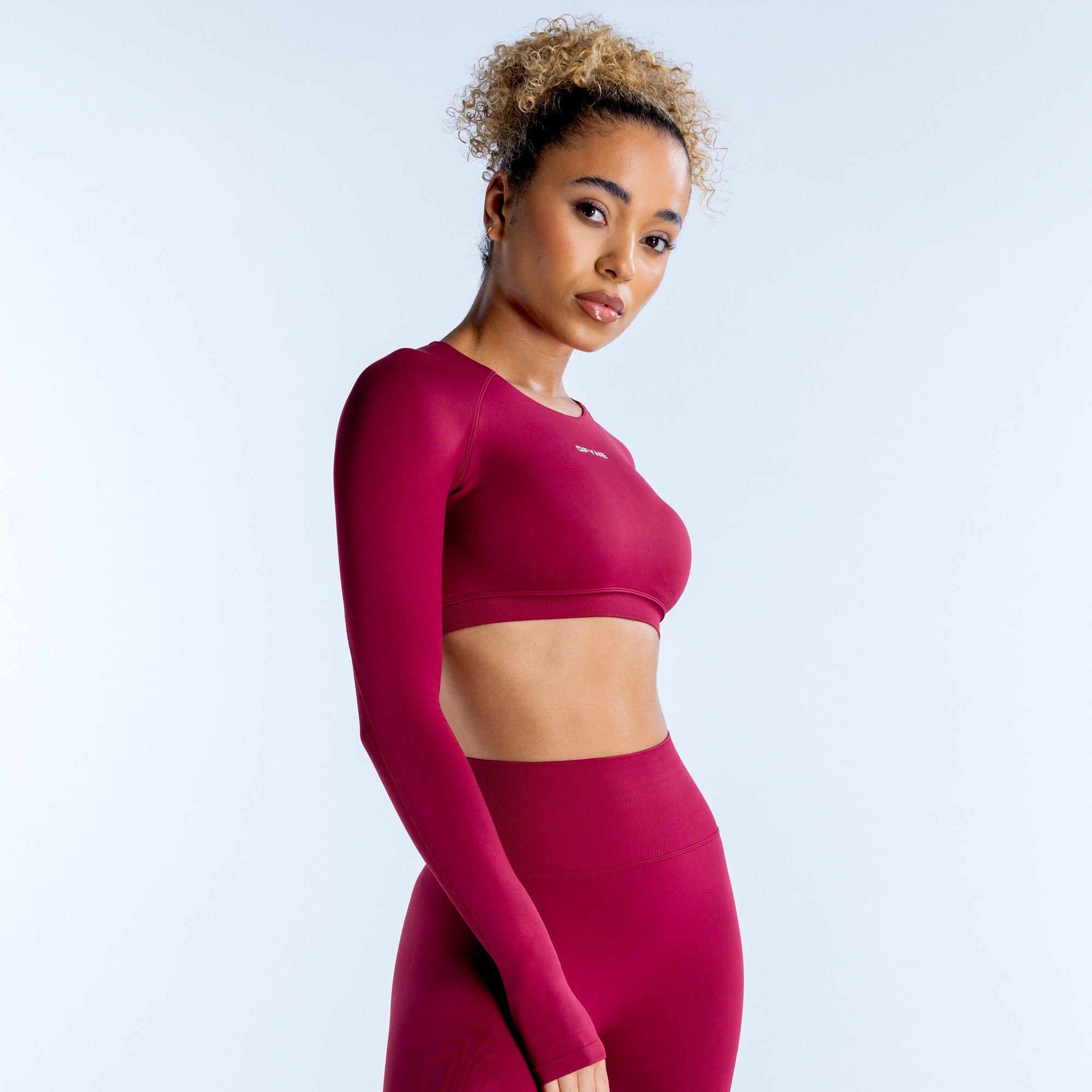 DFYNE Dynamic Long Sleeve Crop Felső Női Fukszia | 37652-SXID