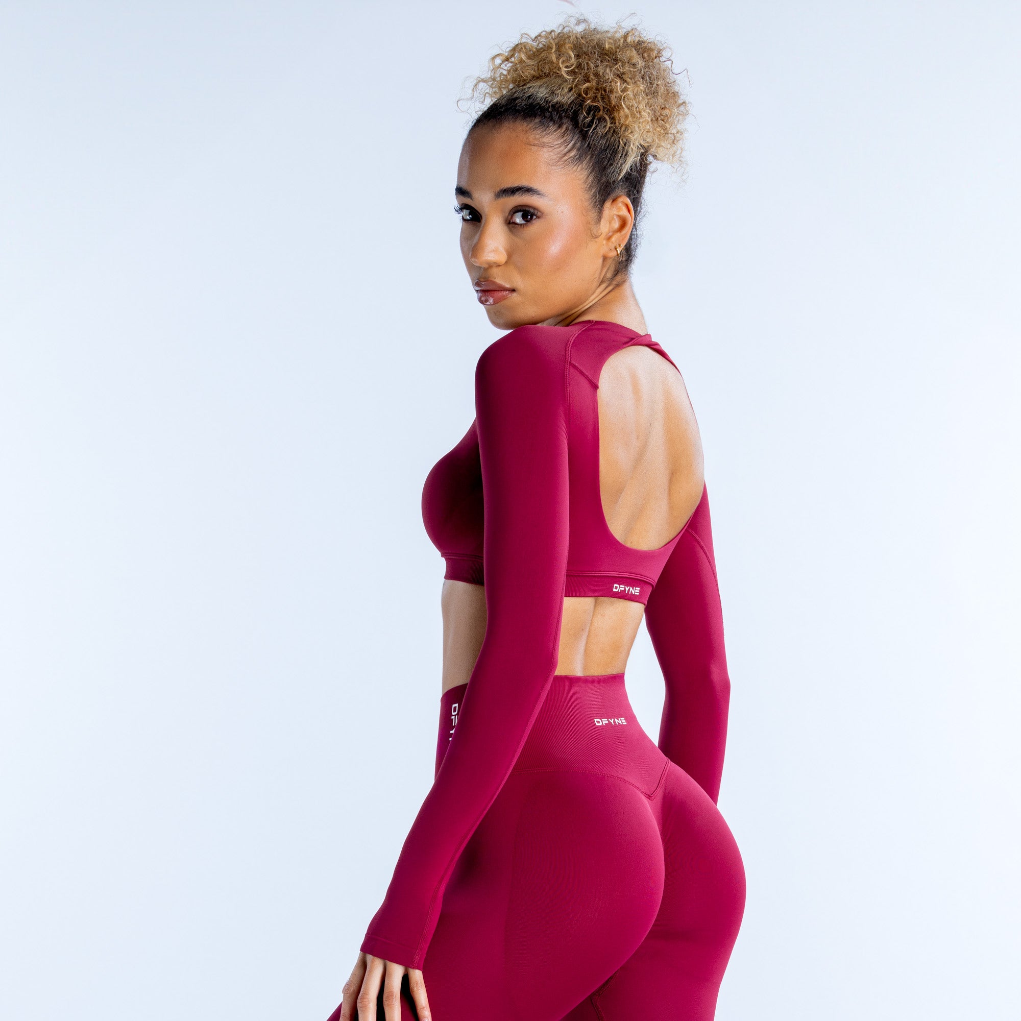 DFYNE Dynamic Long Sleeve Crop Felső Női Fukszia | 37652-SXID