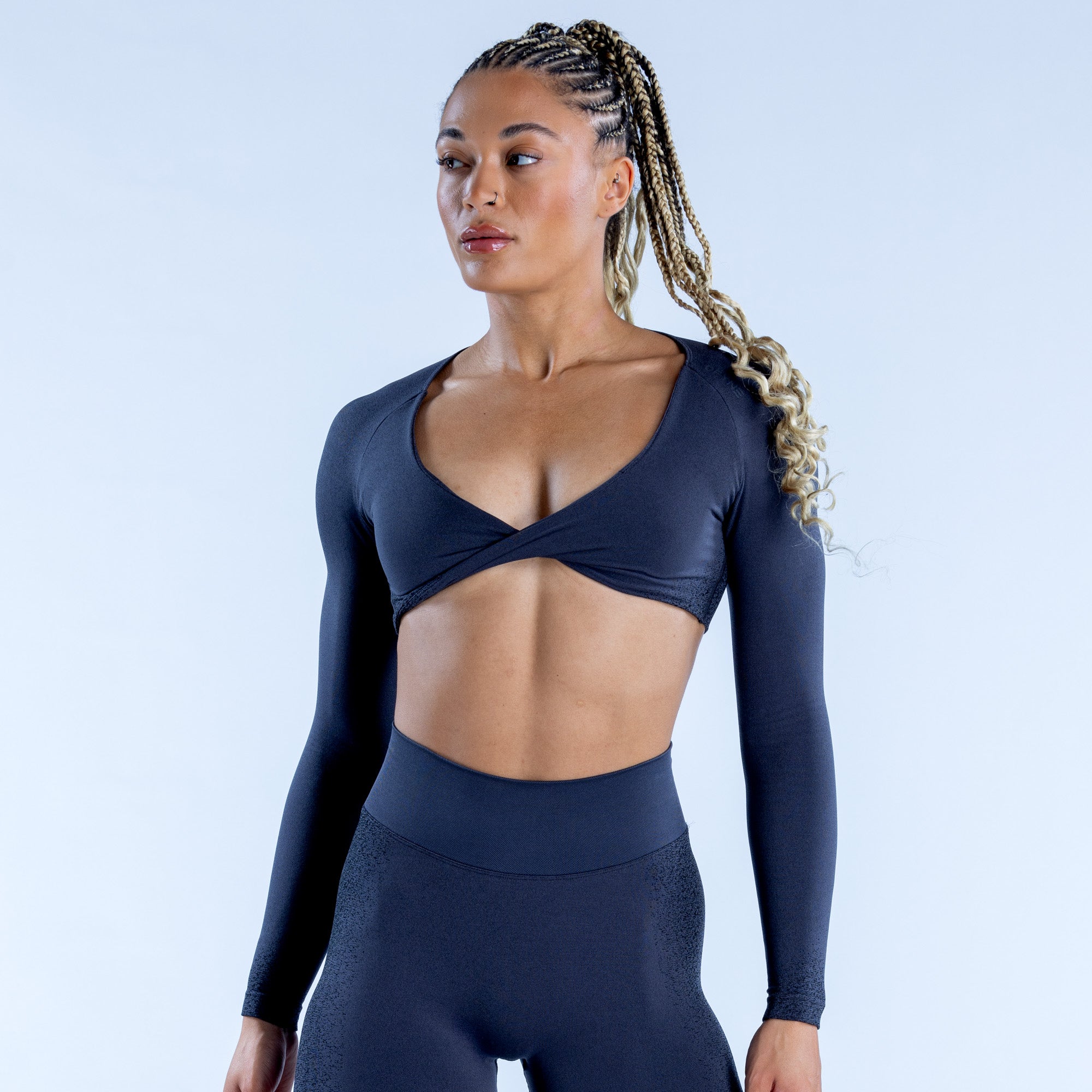 DFYNE Ignite Twist Front Crop Felső Női Szürke | 79123-VHFO