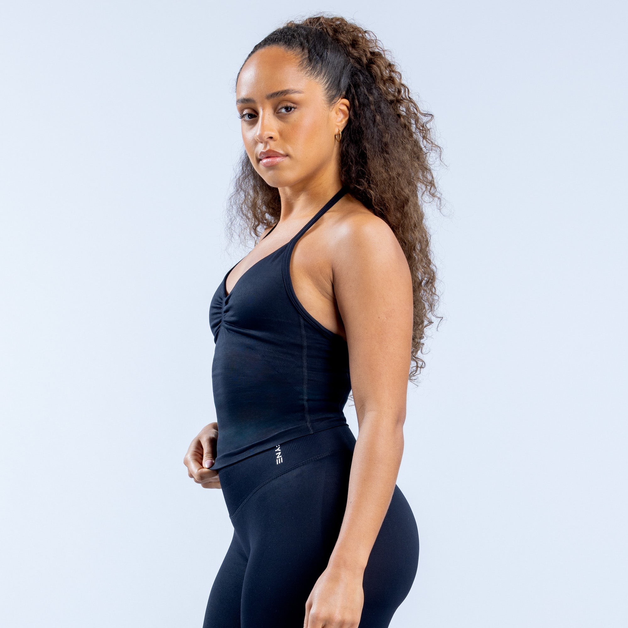 DFYNE Impact Longline Strappy Felső Női Fekete | 49027-UQWA