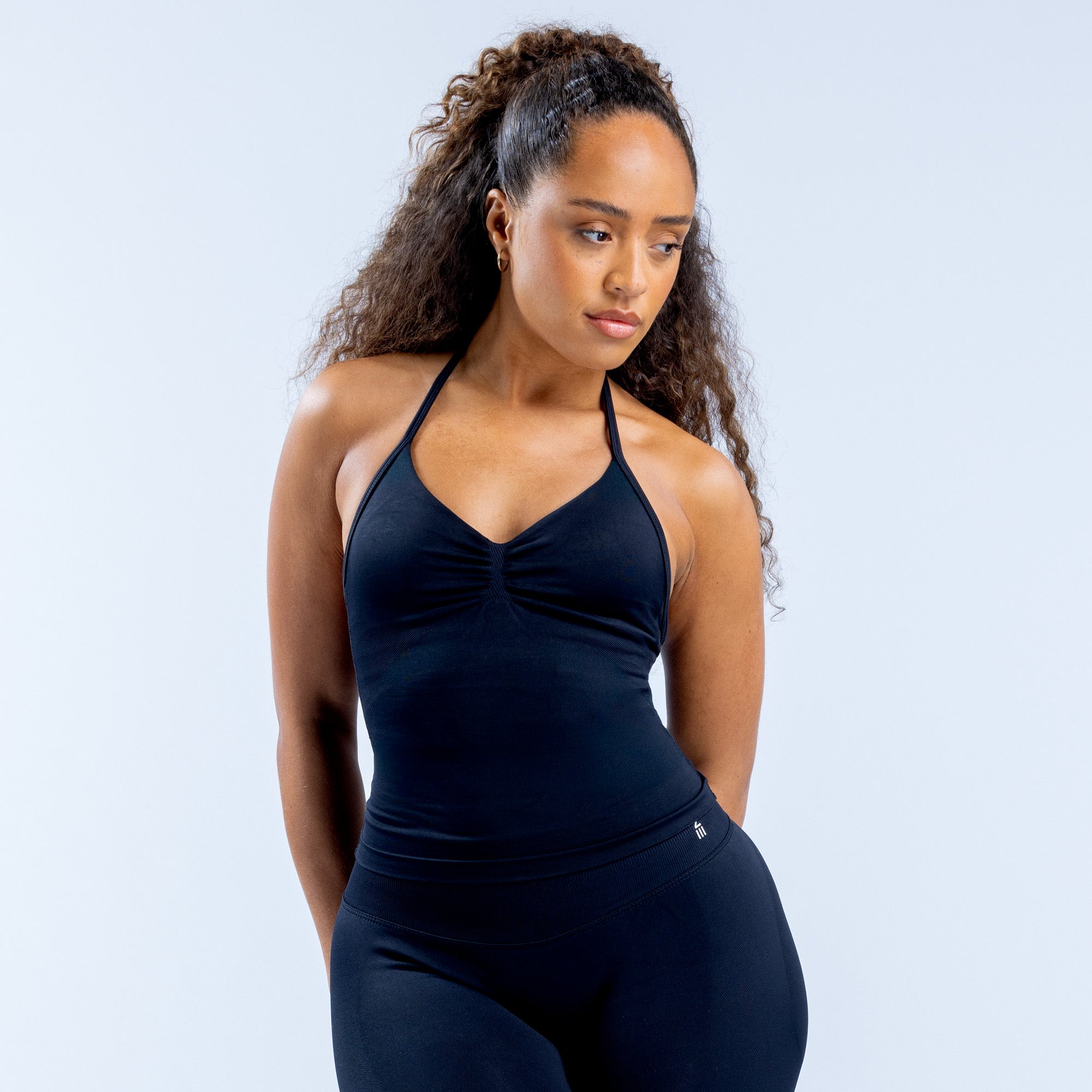 DFYNE Impact Longline Strappy Felső Női Fekete | 49027-UQWA