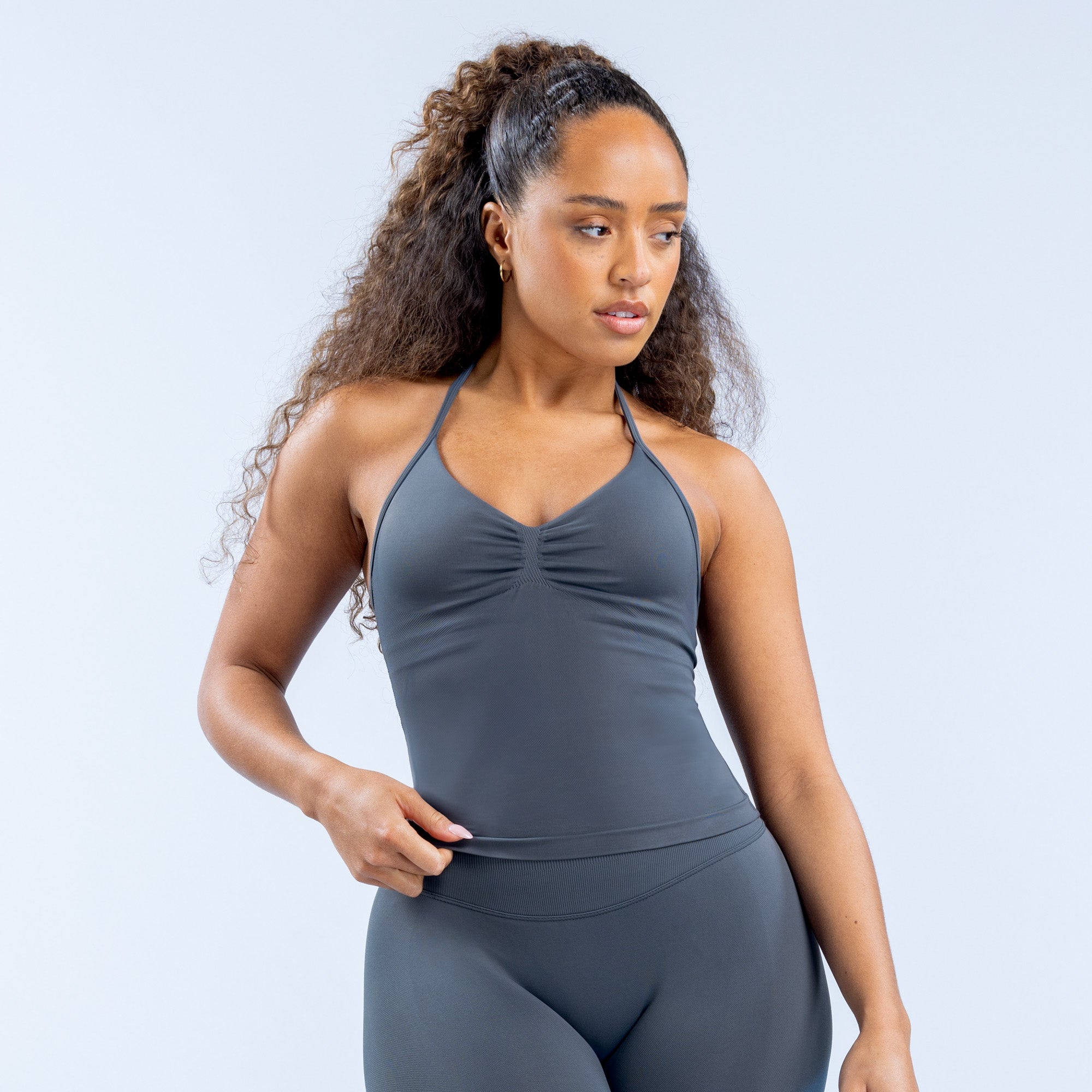 DFYNE Impact Longline Strappy Felső Női Szürke | 67914-OIGK