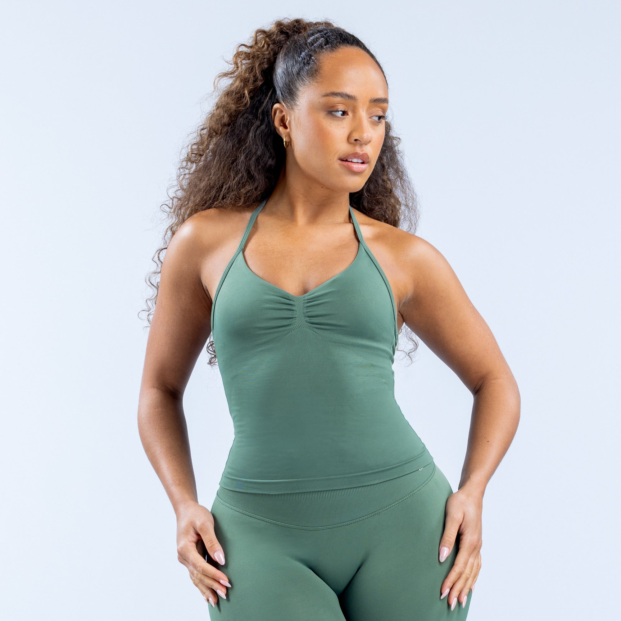 DFYNE Impact Longline Strappy Felső Női Zöld | 59076-GFOX