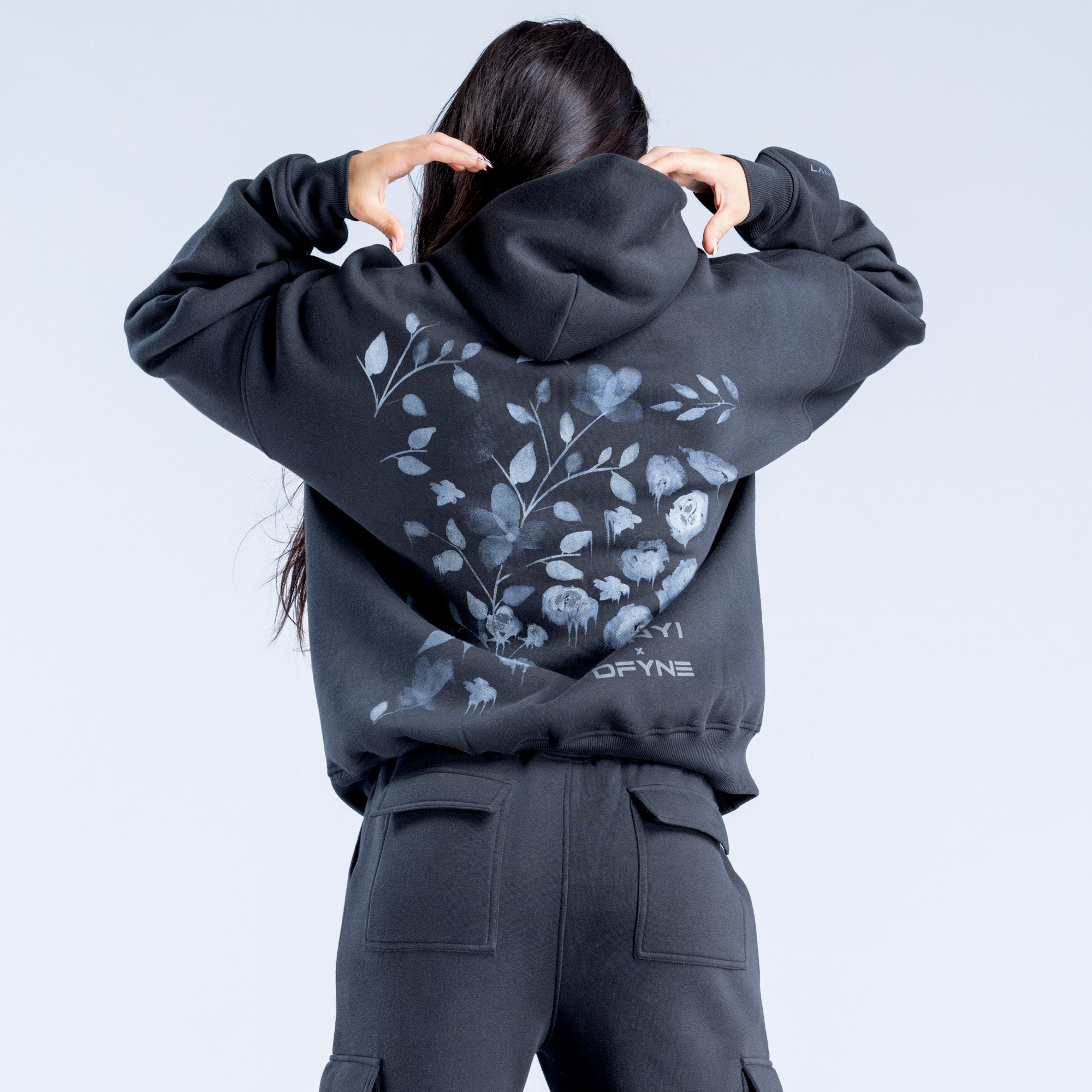 DFYNE Lanyi Edit Oversized Kapucnis Pulóver Női Fekete | 98146-NEIV