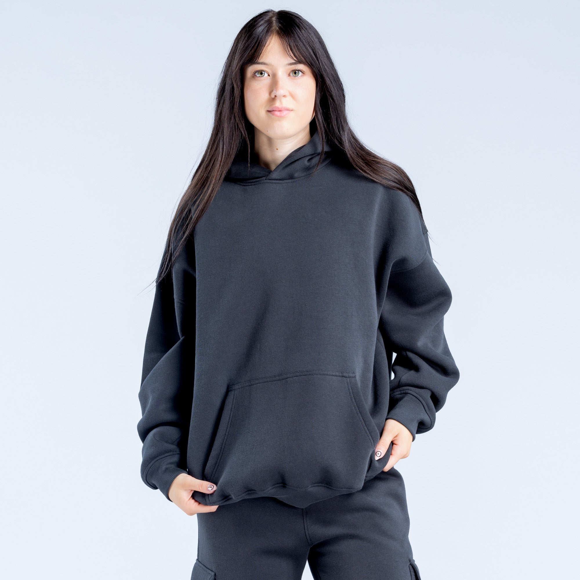 DFYNE Lanyi Edit Oversized Kapucnis Pulóver Női Fekete | 98146-NEIV