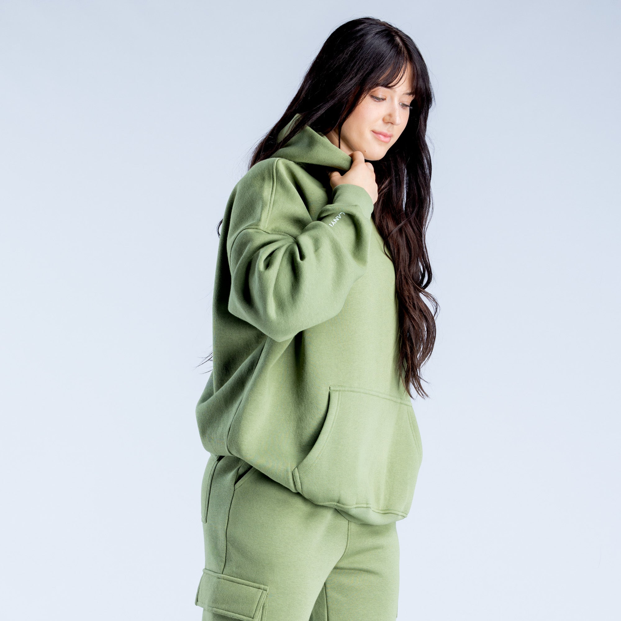 DFYNE Lanyi Edit Oversized Kapucnis Pulóver Női Mélyzöld | 18360-PSQA