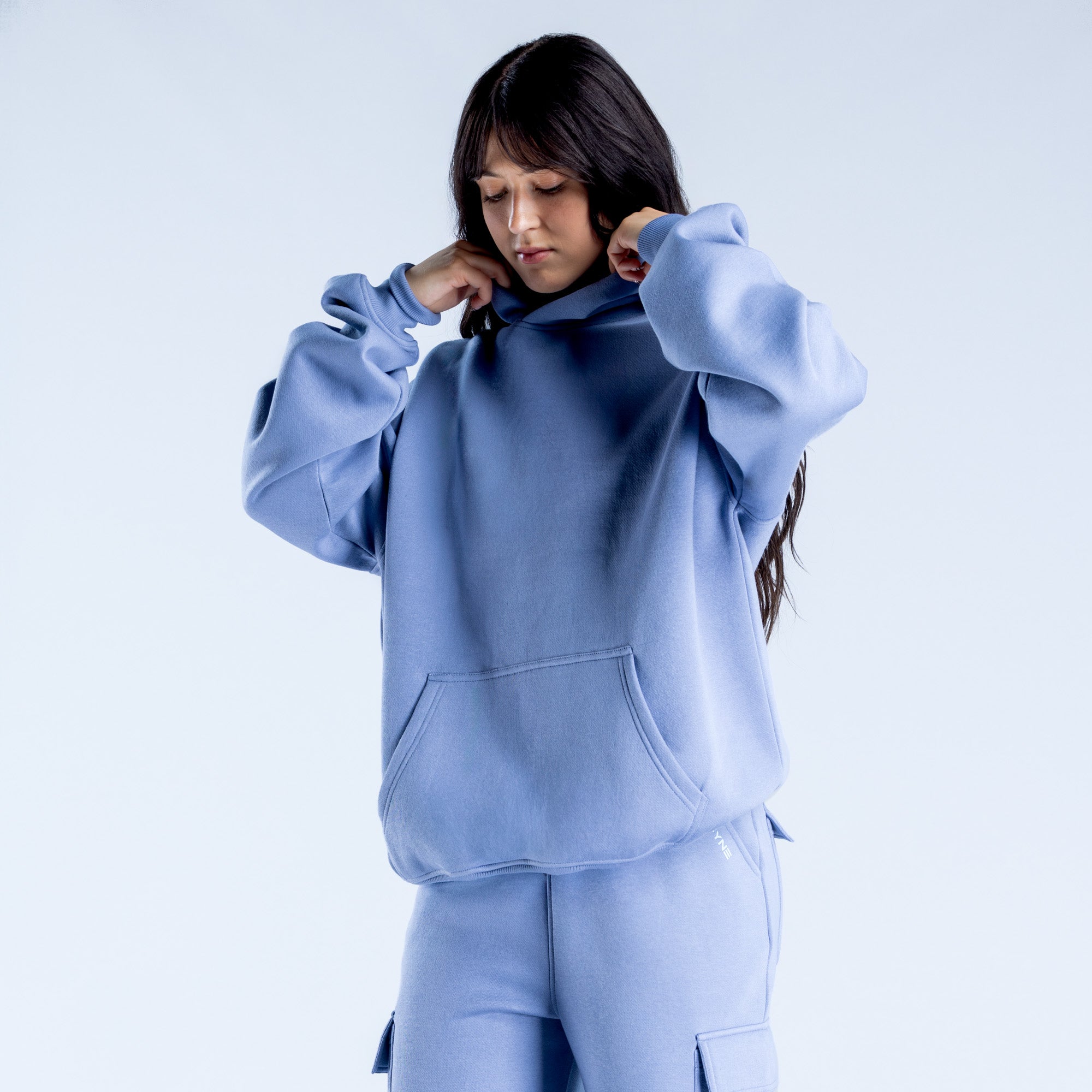 DFYNE Lanyi Edit Oversized Kapucnis Pulóver Női Kék | 41783-BVGI