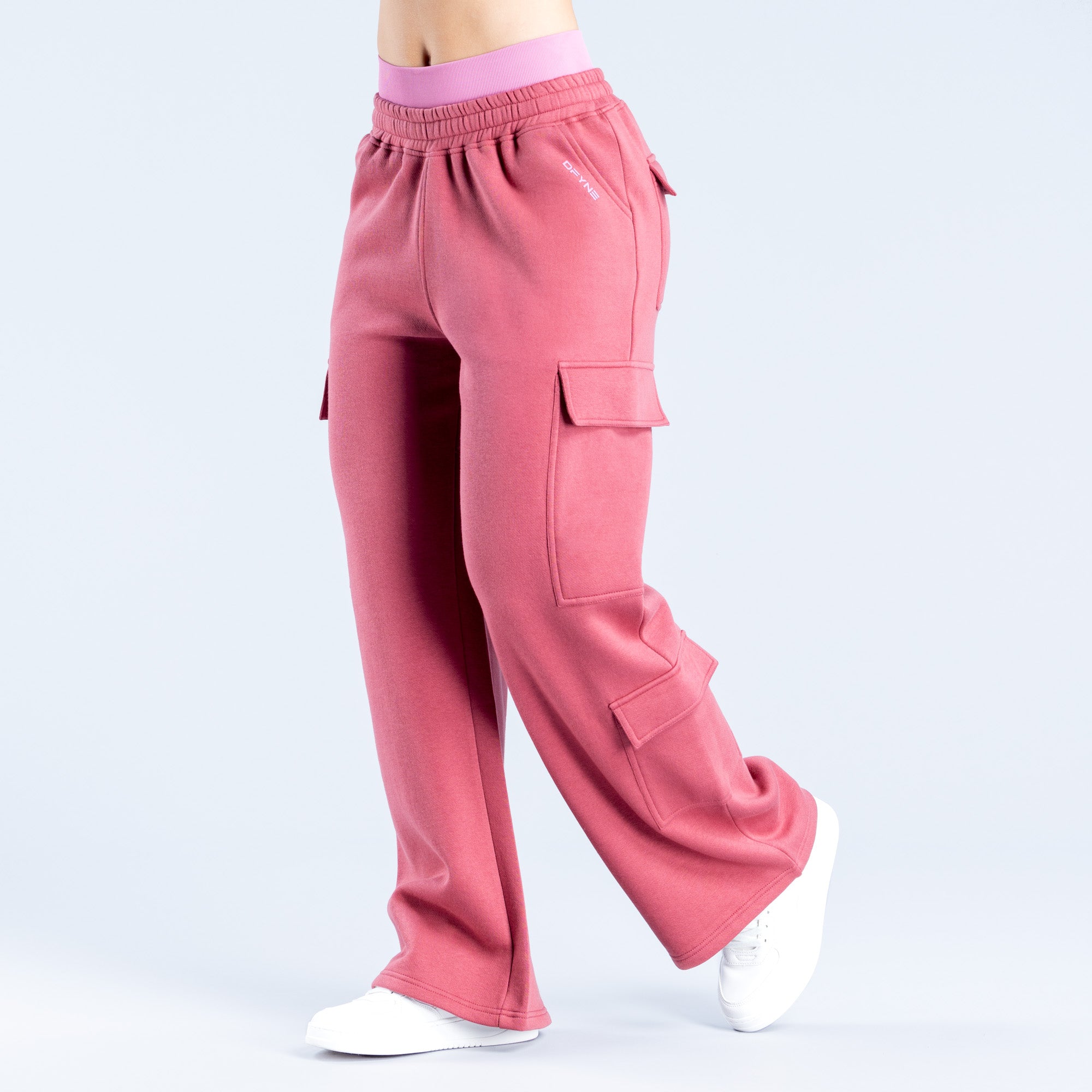 DFYNE Lanyi Edit Wide Leg Cargo Jogger Nadrág Női Mélyrózsaszín | 19028-DMLC