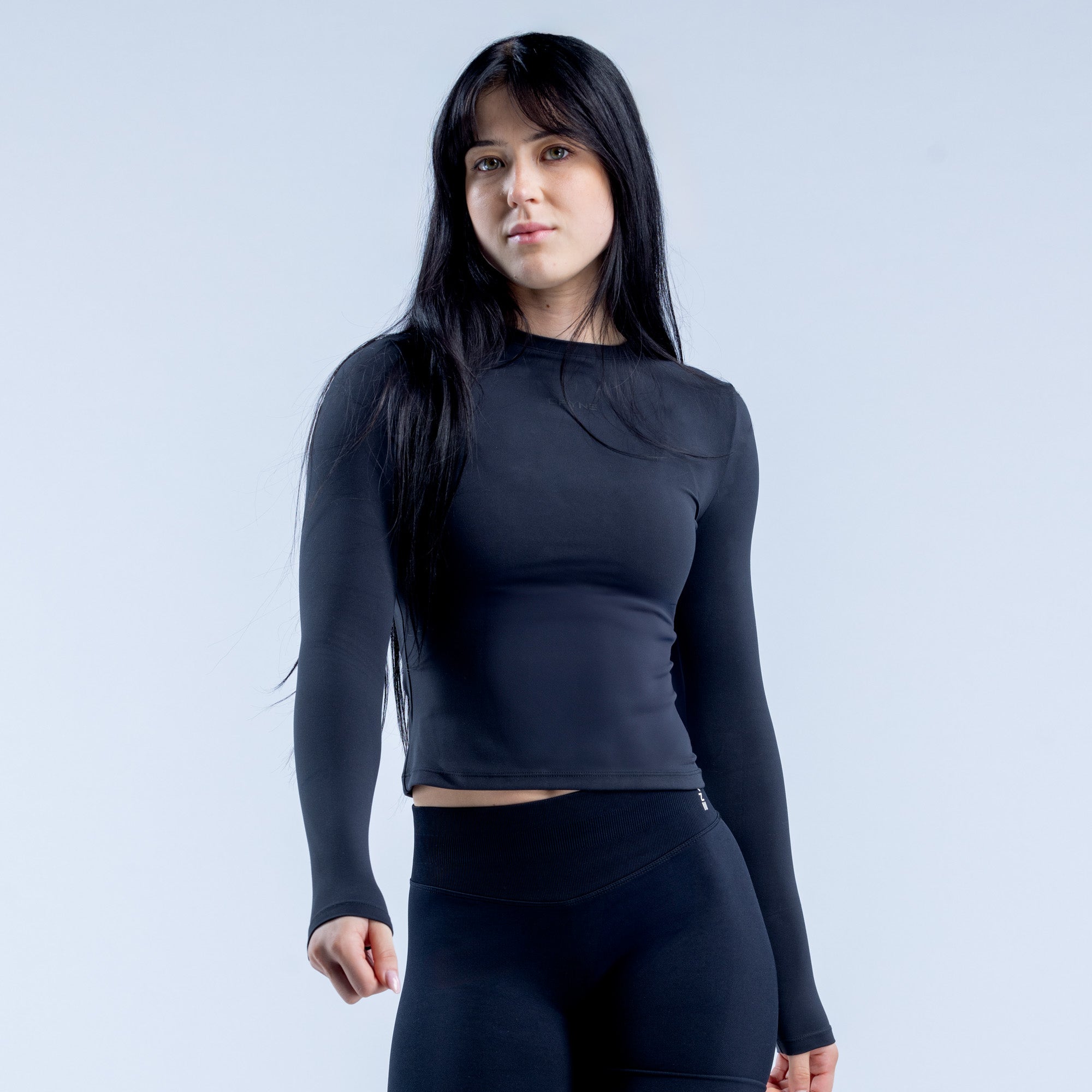 DFYNE Origin Fitted Long Sleeve Felső Női Fekete | 35794-ZIBS