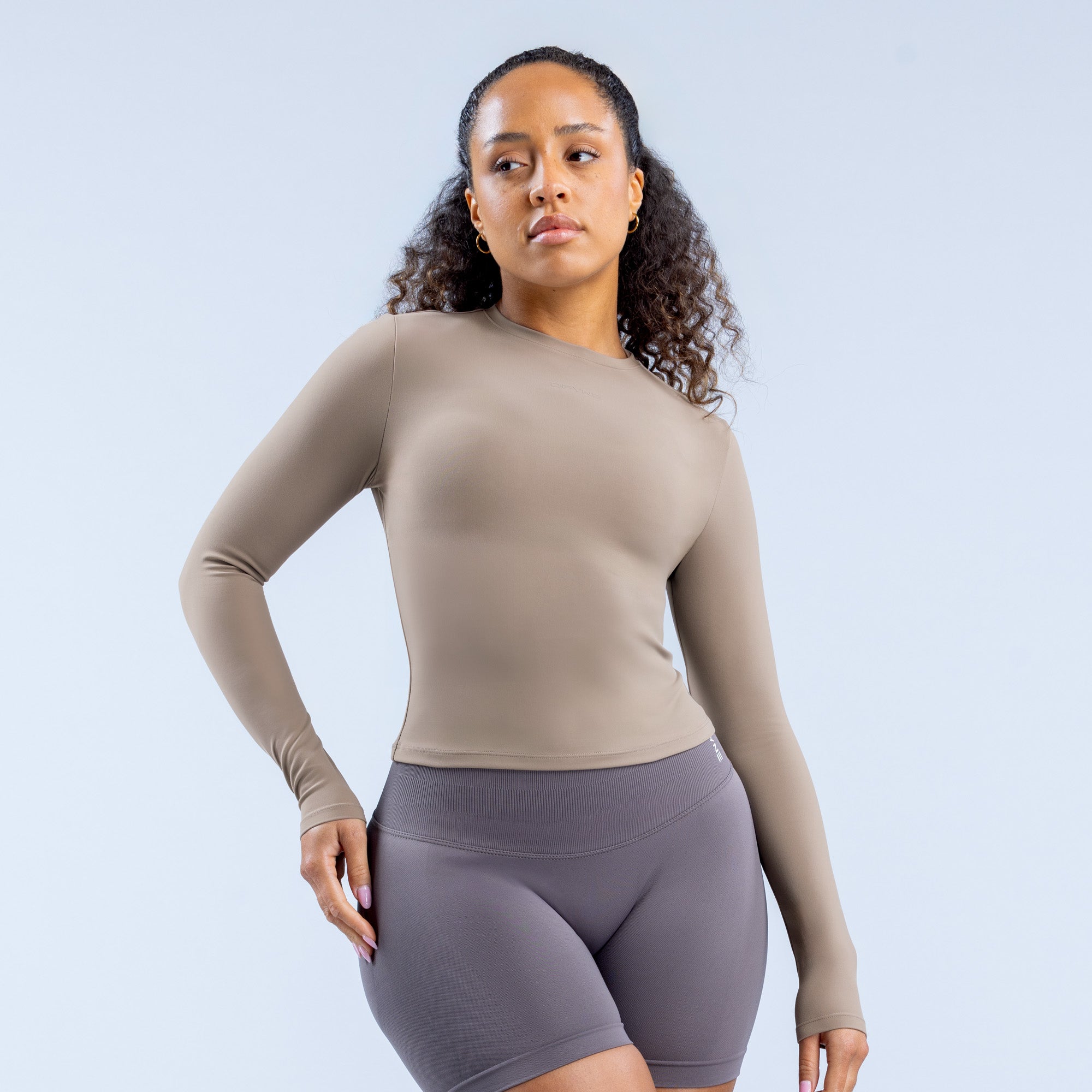 DFYNE Origin Fitted Long Sleeve Felső Női Khaki | 17085-SBIN