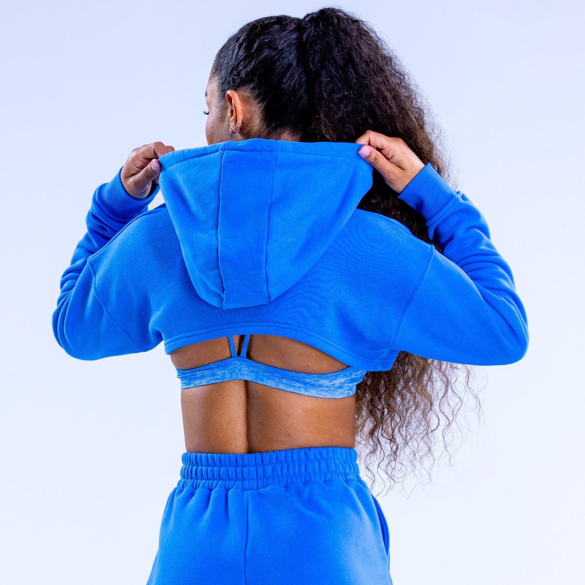 DFYNE Revive Super Crop Kapucnis Pulóver Női Kék | 31462-ZPSE